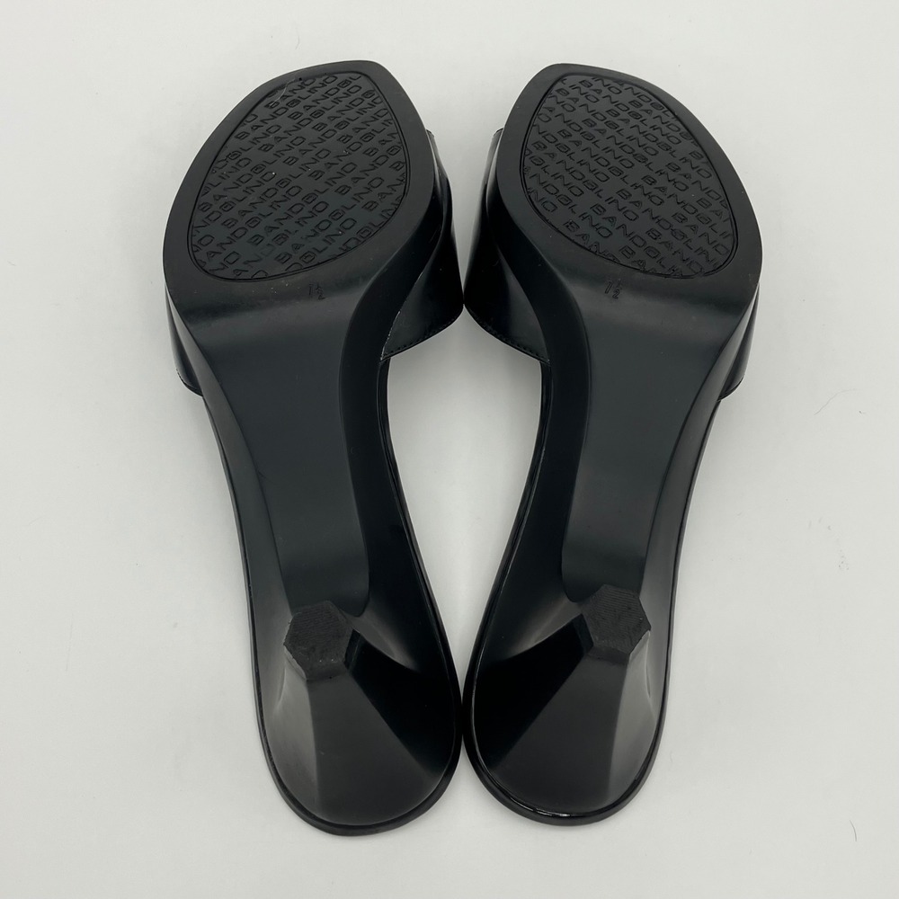 Bandolino Heeled Sandals Women 7.5 Black Patent Buckle Slide Dress Shoes Classic - Picture 8 of 11